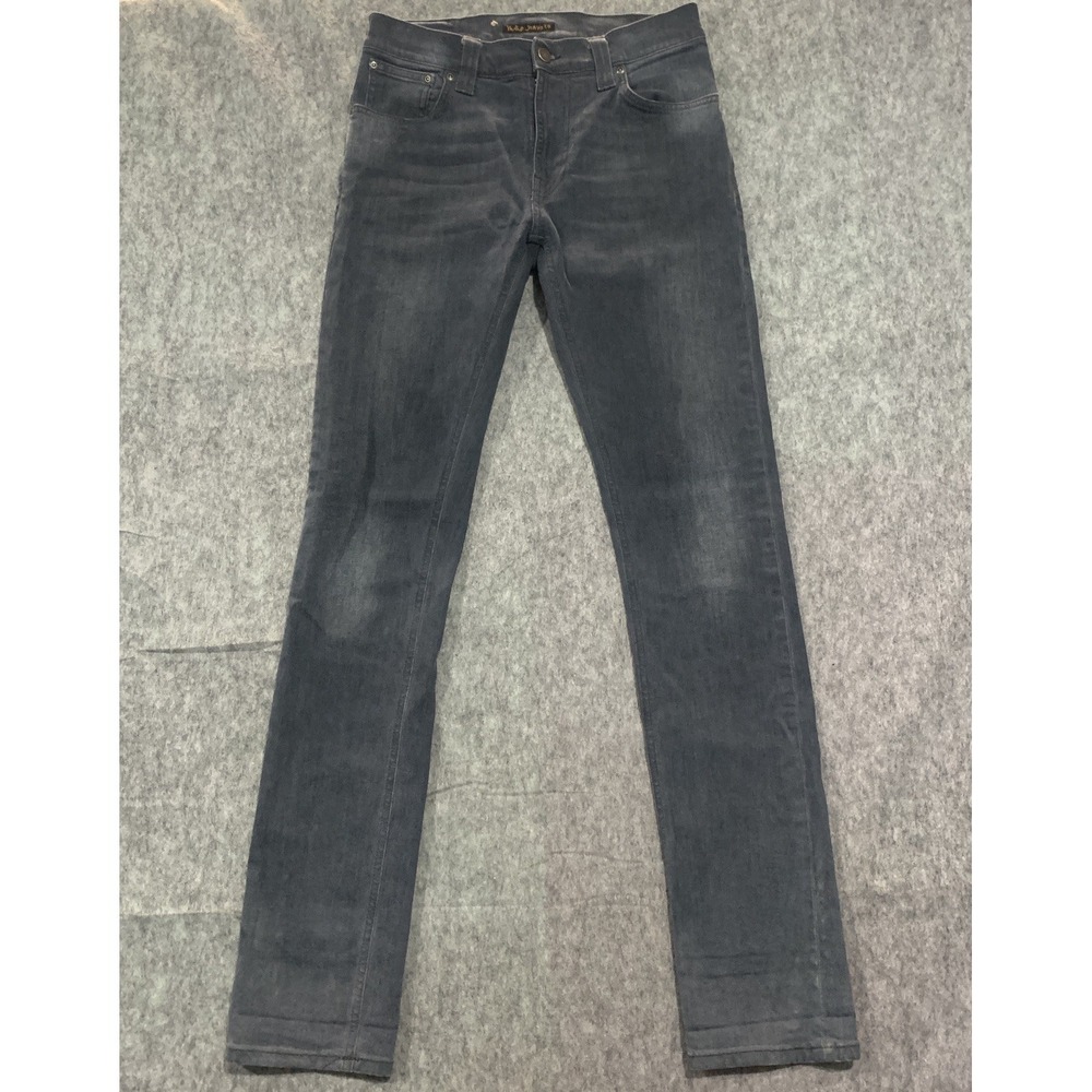 NUDIE Jeans Thin Finn Men Slim Faded Gray ORGANIC Cotton Size 30 / 33'' inseam